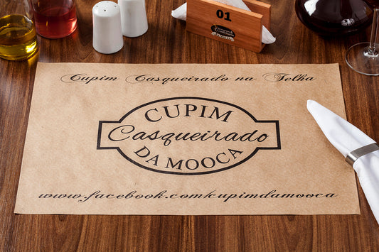 Jogo Americano Personalizado Impresso Branco ou kraft 30x40