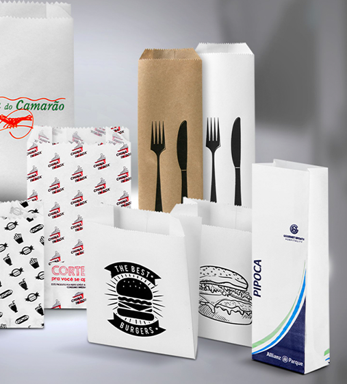 Sacos de papel Impresso Personalizado Branco ou Kraft 500g 1kg 1kg e meio ou 2kg (Para Drogarias, Padarias e lojas em geral)